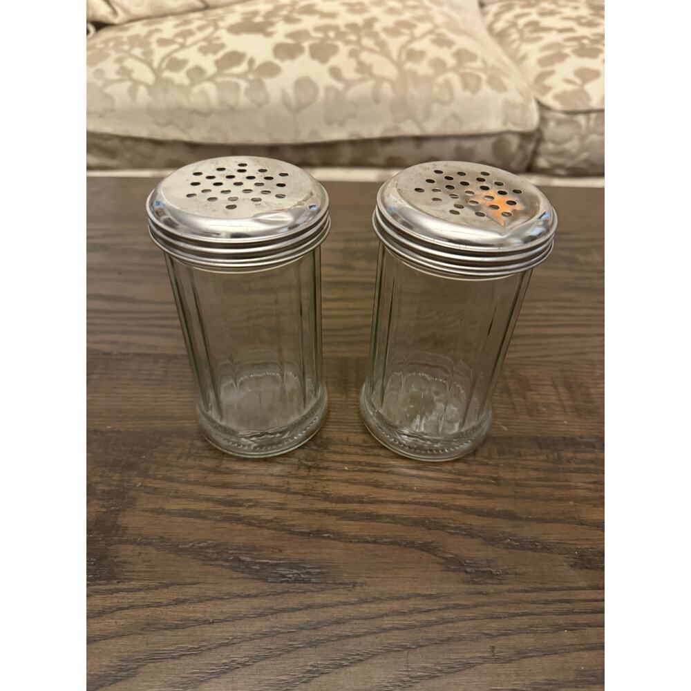 Vintage Restaurant-Style Cheese & Spice Shaker Set with Chrome Lids-2